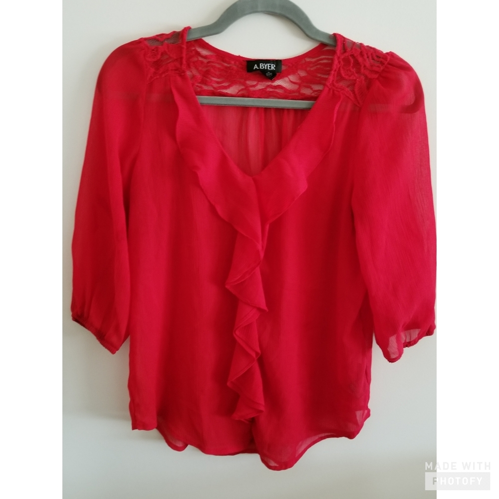Women's red sheer blouse
